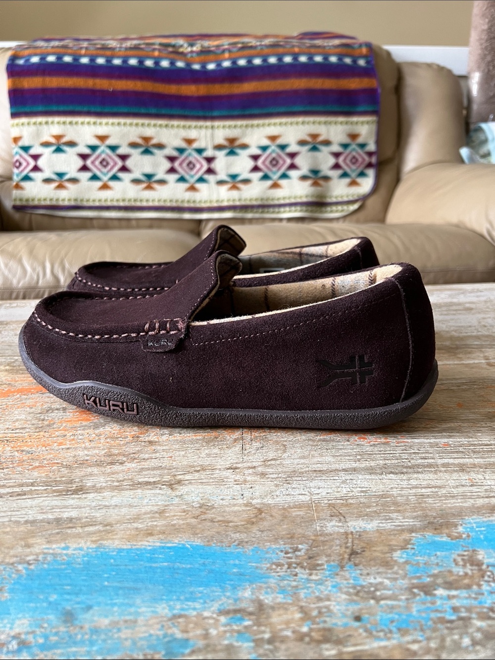 KURU Loft Brown Suede Men's Moccasin Slip-on Shoes Size 10